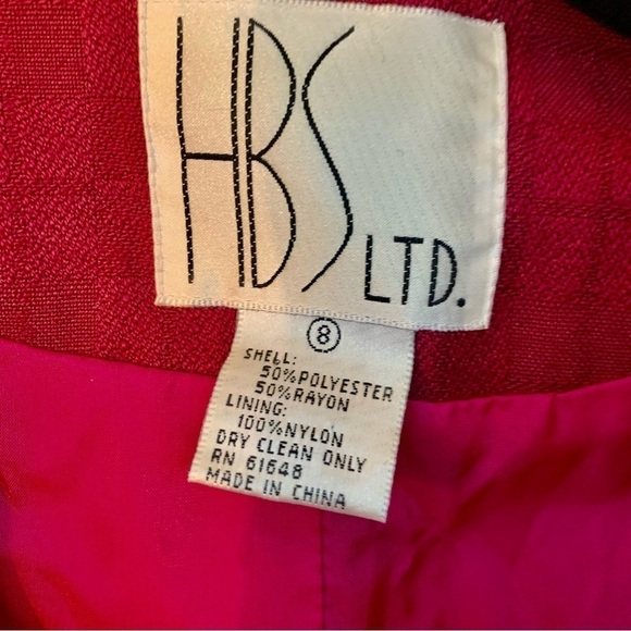 Vintage Blazer 8 HBS Ltd Magenta Checkered pattern Gold-tone Button-Up Classic - Picture 10 of 13